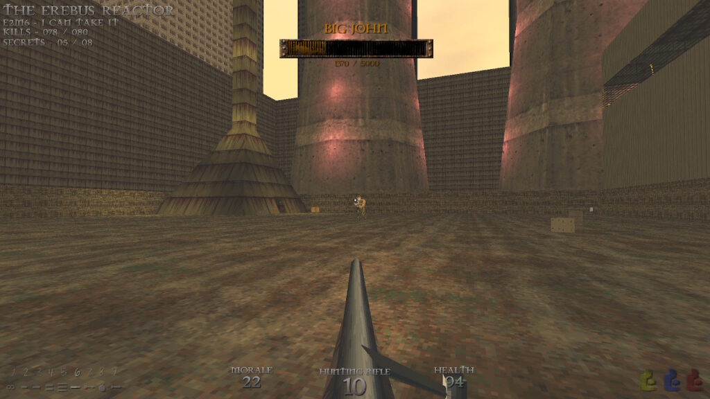 Sniper rifle pointed at a boss named Big John
