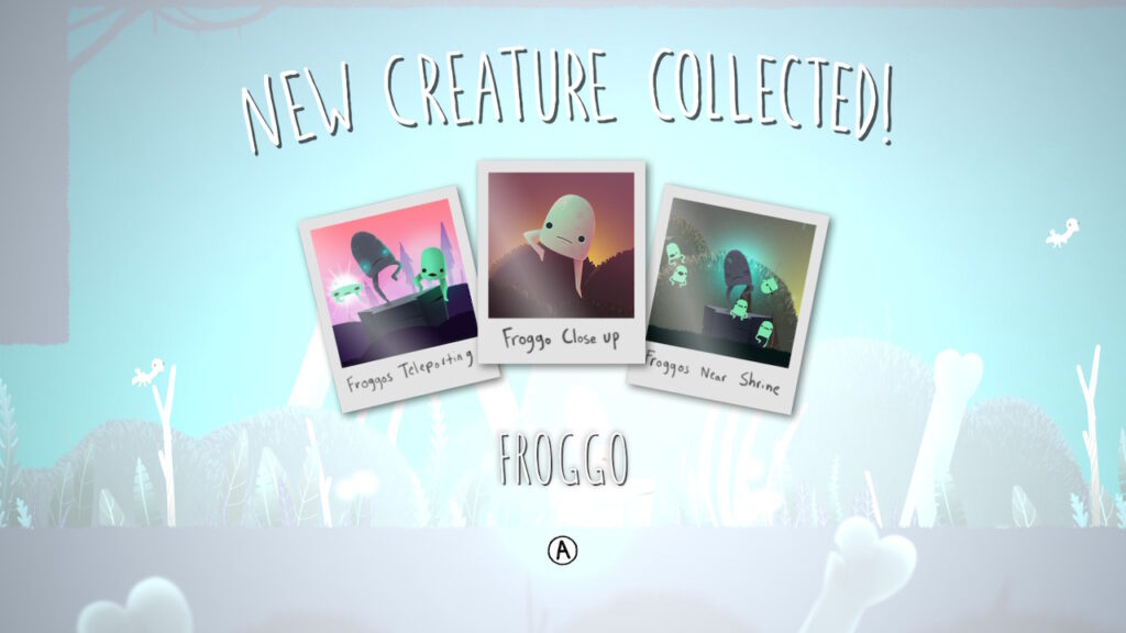New creature collected: Froggo. The froggo is a green blob with long legs