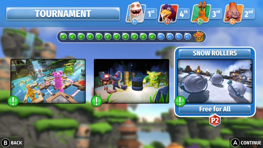 Selecting the minigame to play