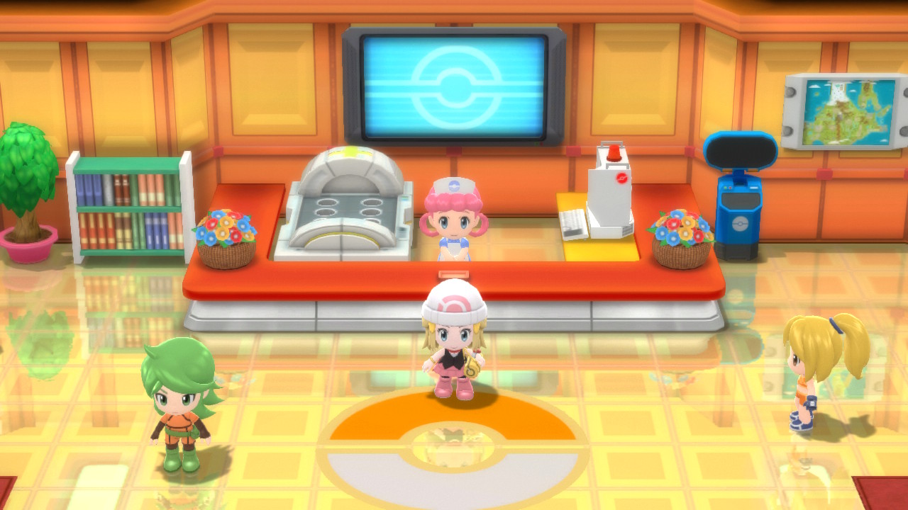 My character stands in the Pokémon centre