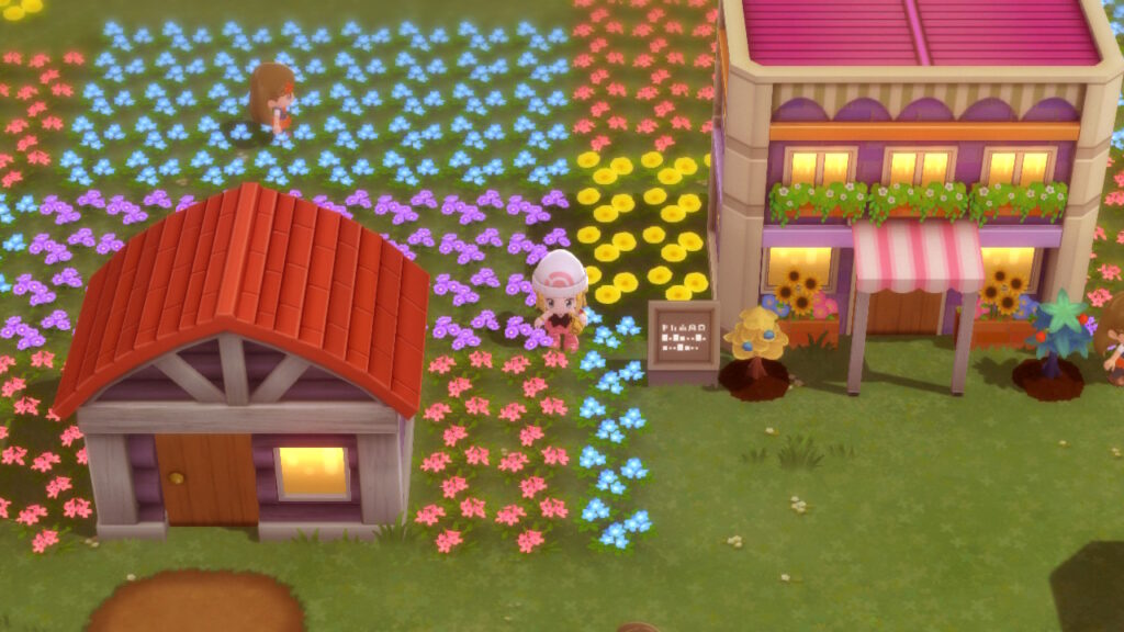 My character stands in a field of flowers