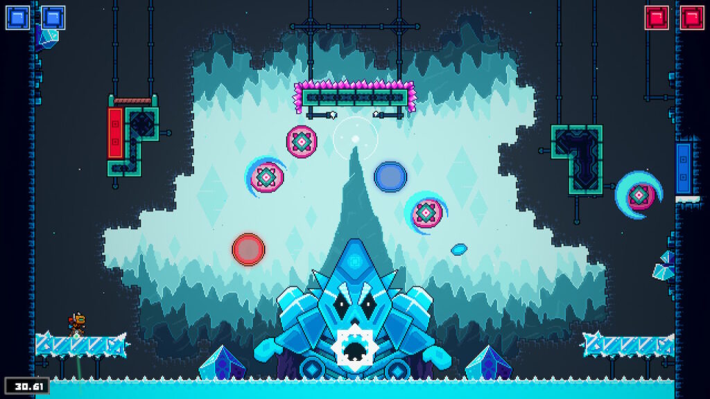 Magbot facing an icy golem