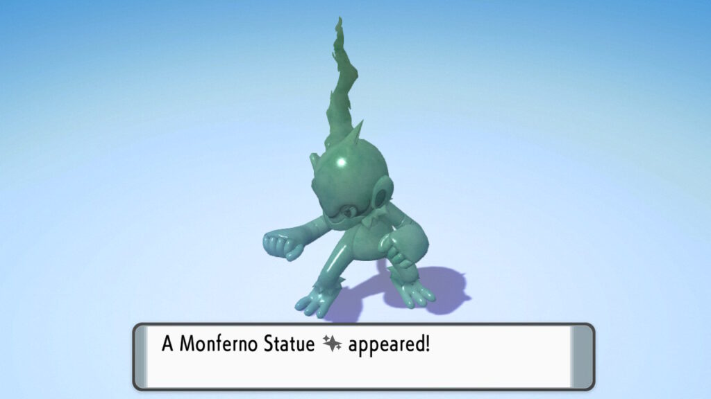 A green Monferno Statue.