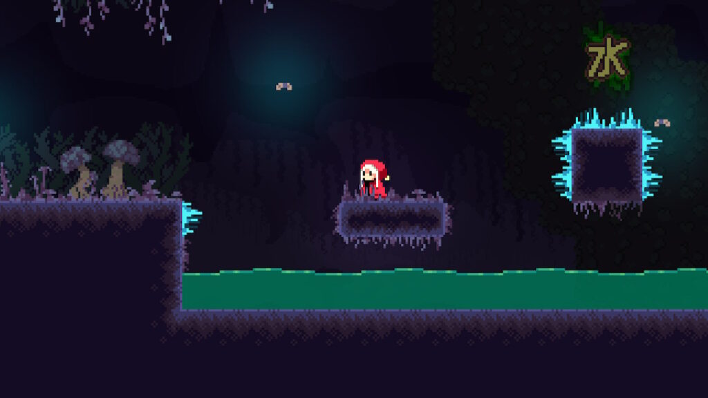 Shiro traveling through a dark cave