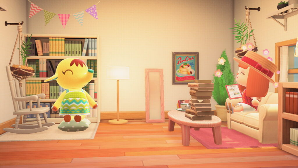 My Animal Crossing character in Eloise's room, which I designed as part of my job at Happy Home paradise.