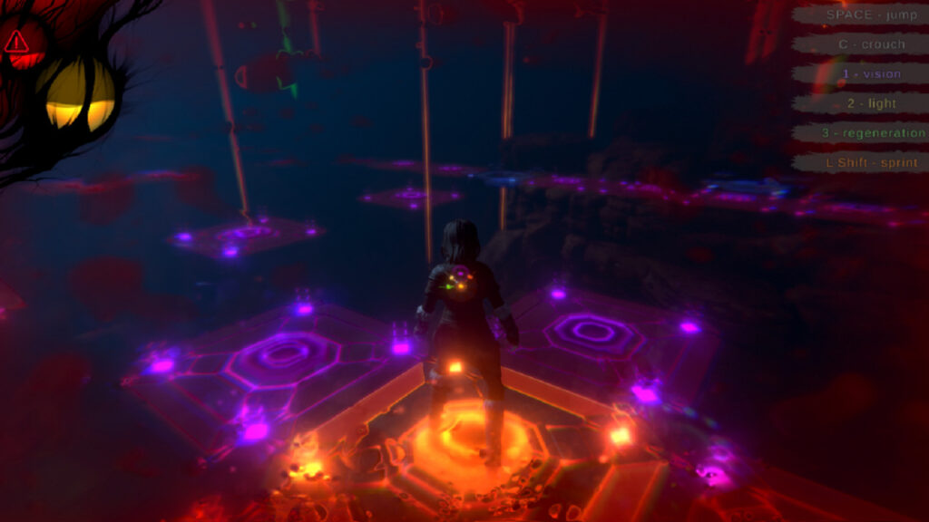 Cora traversing over one of the invisible platform puzzles with the help of the mysterious talisman.
Seed of Life PC Review Rapid Reviews UK