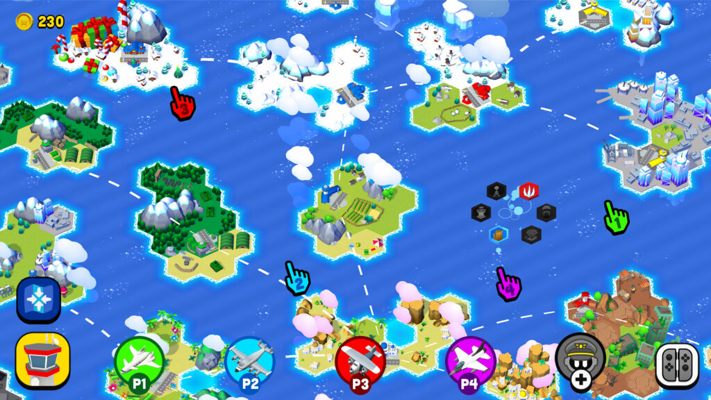 An overview of one of the maps which involves lots of little islands to move planes between.