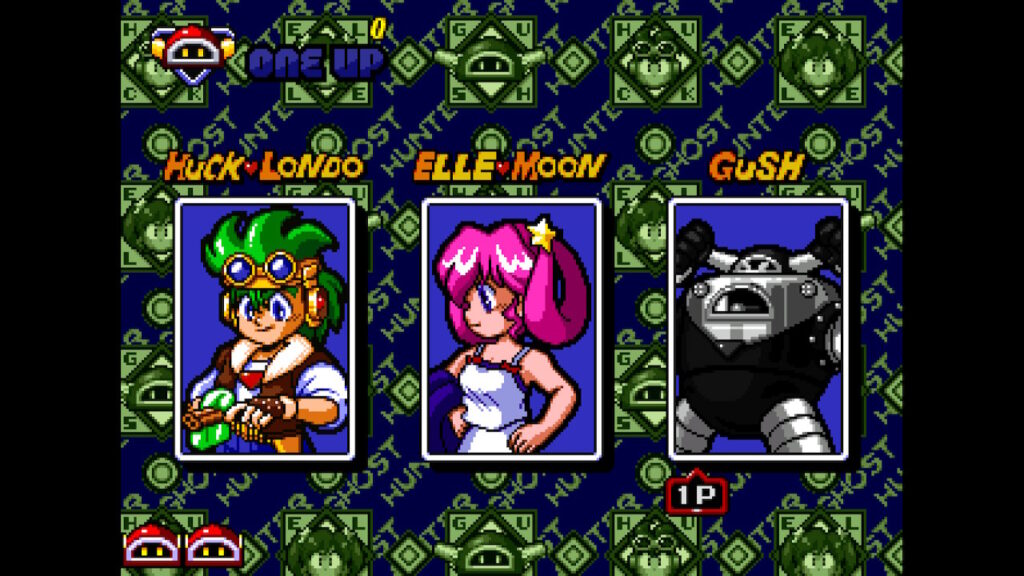 Character select screen detailing three distinct characters, Hulk Londo, Elle Moon, and Gush