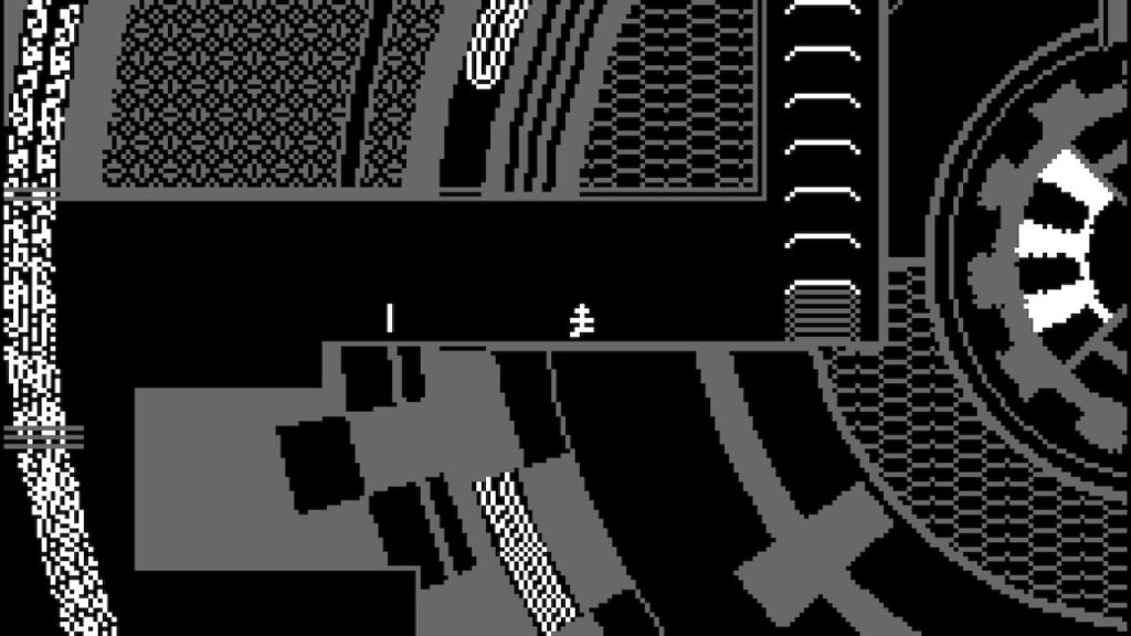man running on a reel to reel or vhs tape