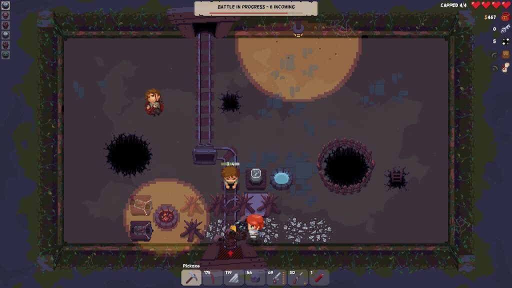 Shards of glass, wooden barricades and turrets are all that stands in the way between the monsters and a miner