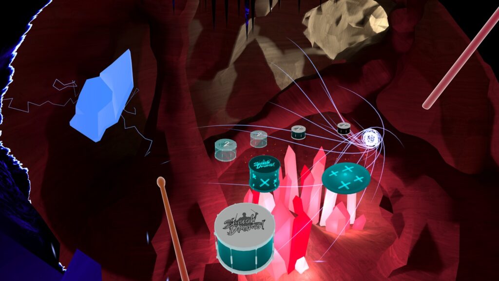Drums fly towards you.