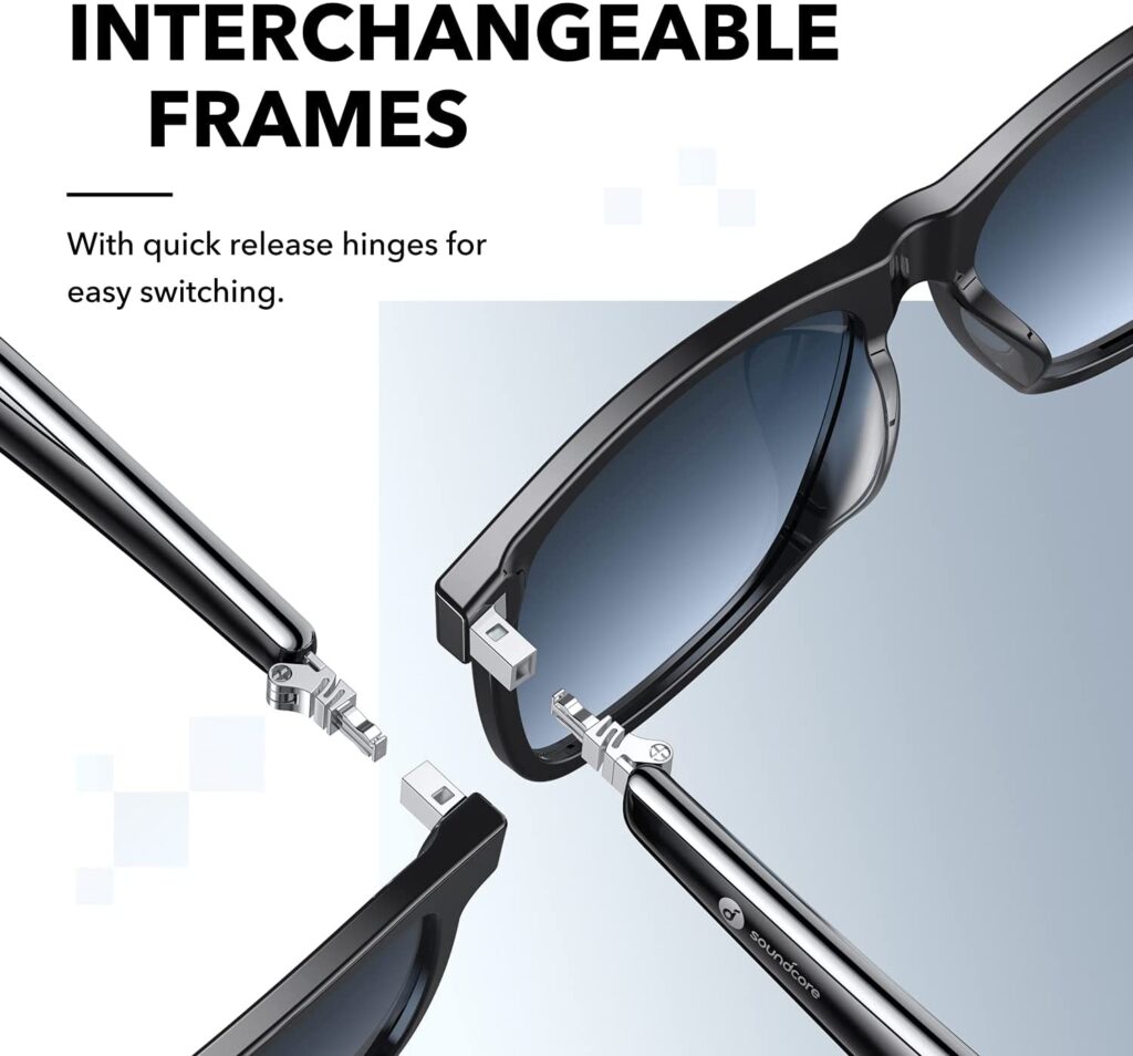 A detailed look into the Soundcore Frame hinges.