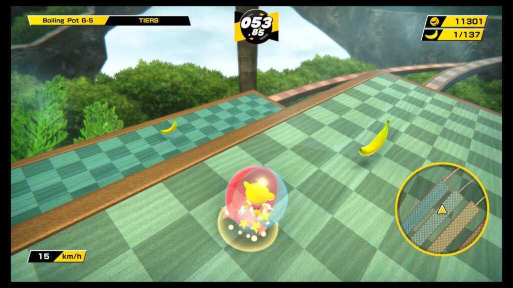 Jet in his ball moving around a slanted platform