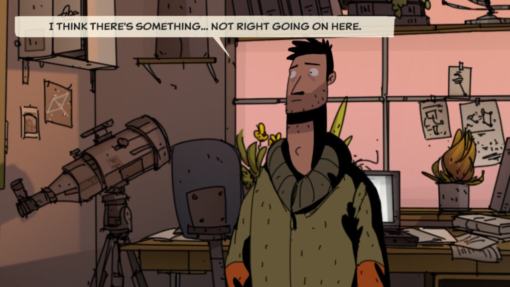 Harper is talking. The dialogue reads "I think there is something not right going on here."