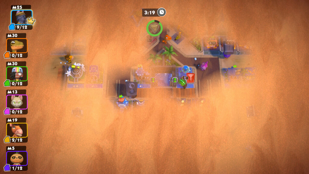 sand covers most of the screen while characters are seen around the city in open spaces in the sand