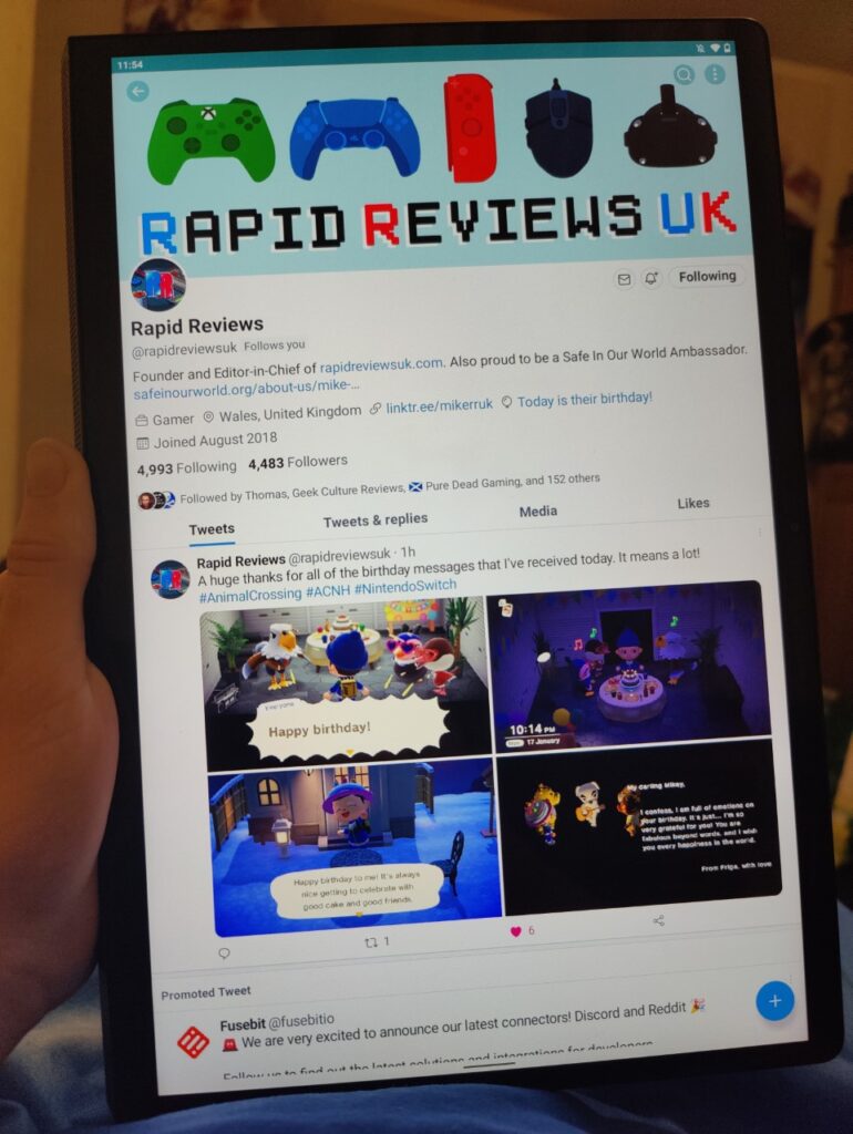 A portrait look at Twitter with the Rapid Reviews UK twitter account on-screen.