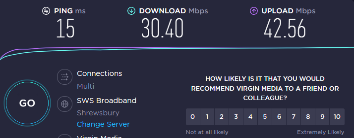 A speed test before using the XR1000