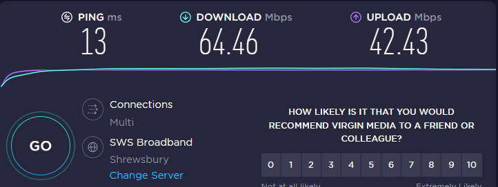A speed test after using the XR1000