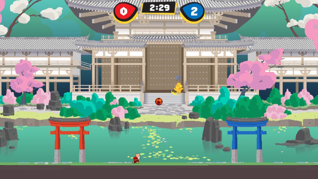 golden glow surrounds a character as they approach the kickball with a special move