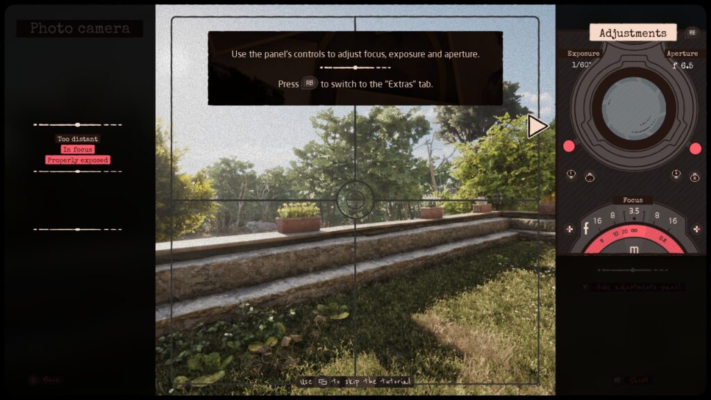 A view of the screen where you take photographs