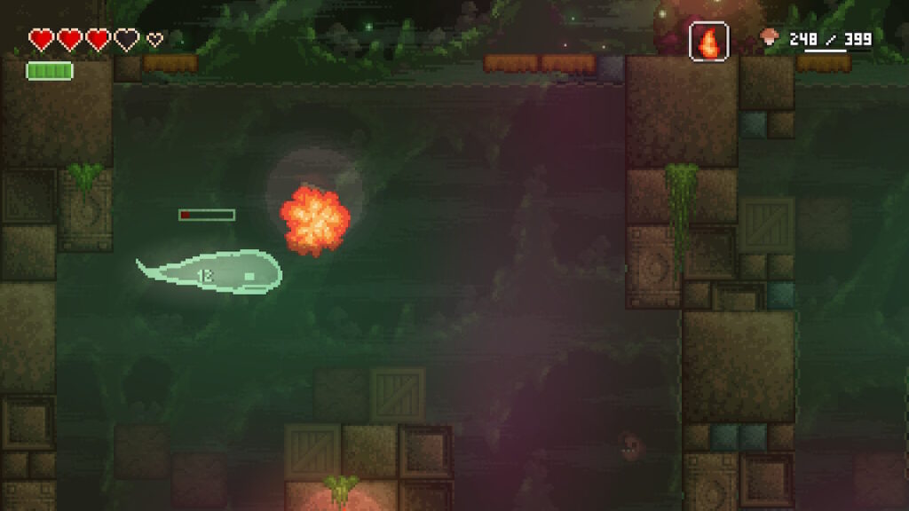 mushroom sending an explosive aura towards a ghost creature