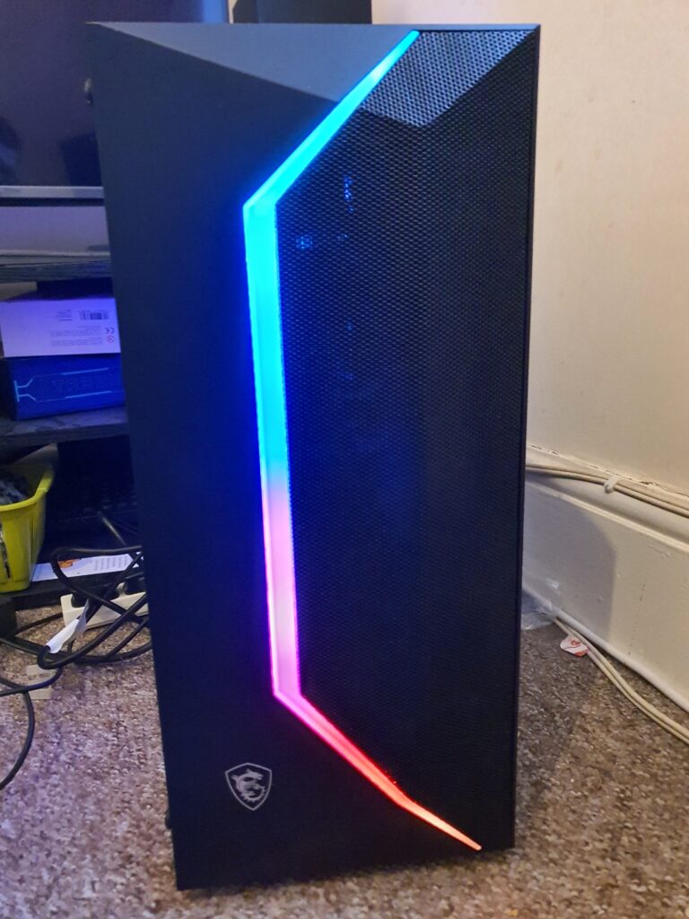 Wired2Fire Phoenix Intel - Casing front view with light display set to multi colour