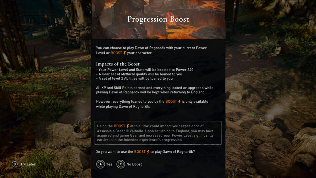 A text box explaining the progression boost system.