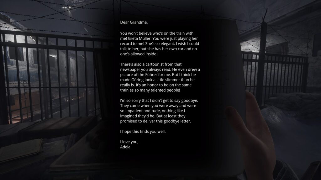 long dialogue about a goodbye letter to a grandma from adela