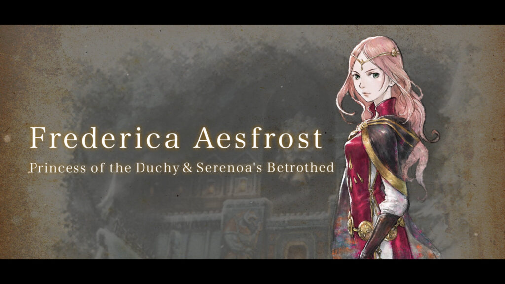 An illustration of Frederica Aesfrost accompanied with a heading of who she is.
