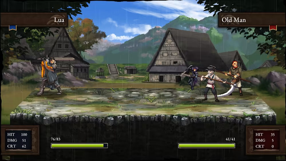 2D combat set to a highly detailed backdrop