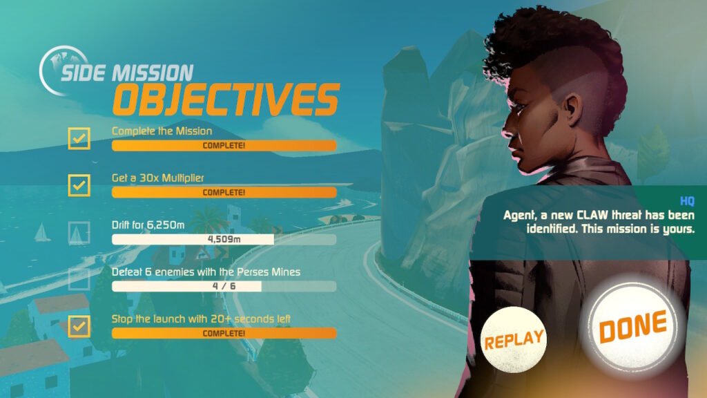 Side mission objective screen