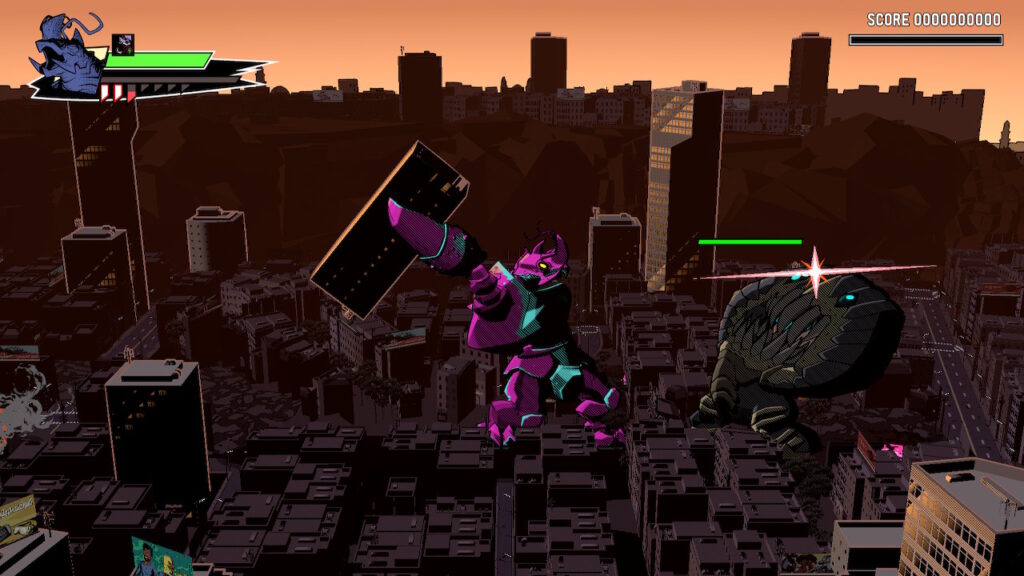 one monster is holding a building while another rears their head