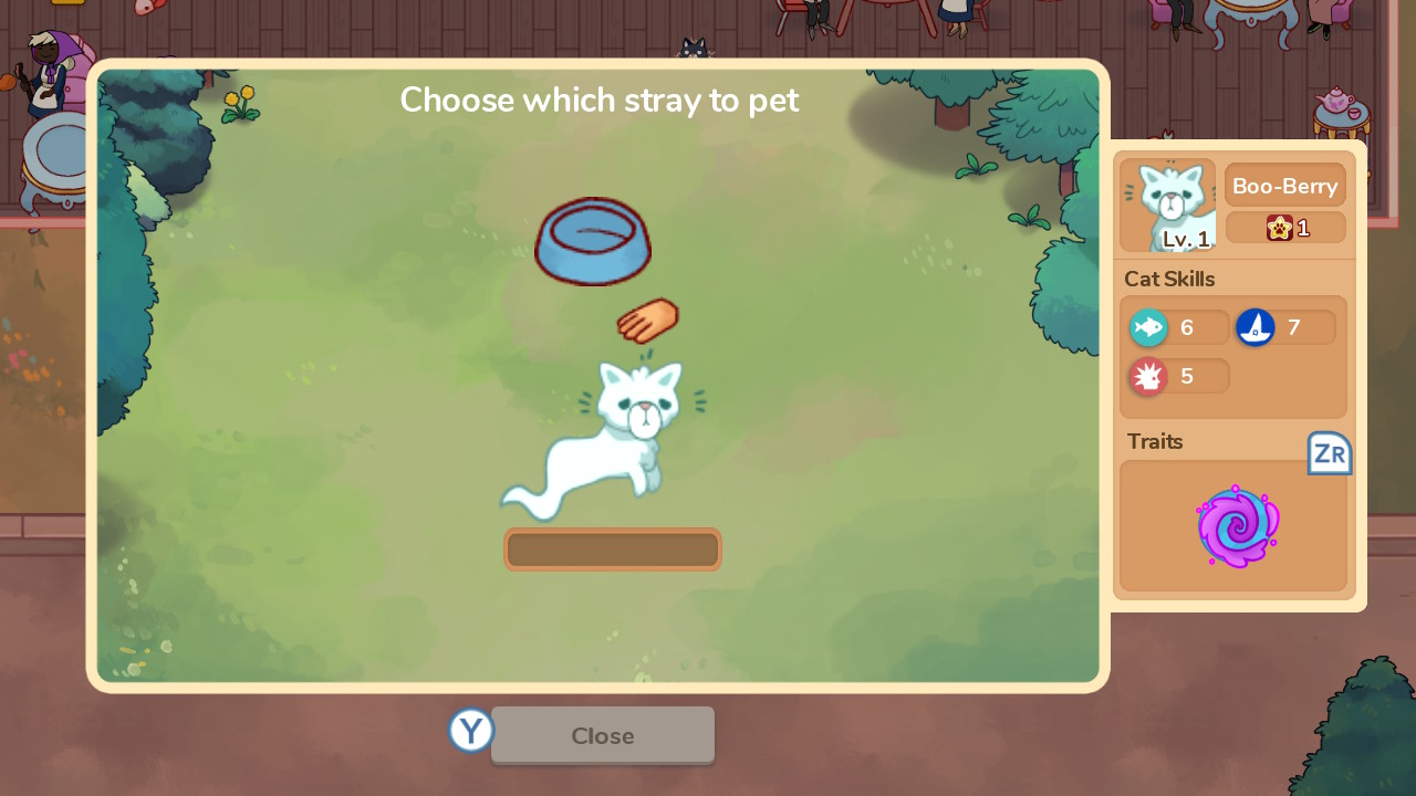 Petting a stray cat who is a ghost.