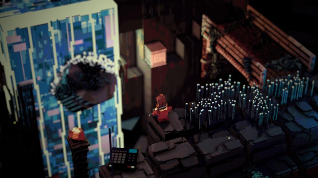 The nightscape of a different puzzle in Bonfire Peaks.