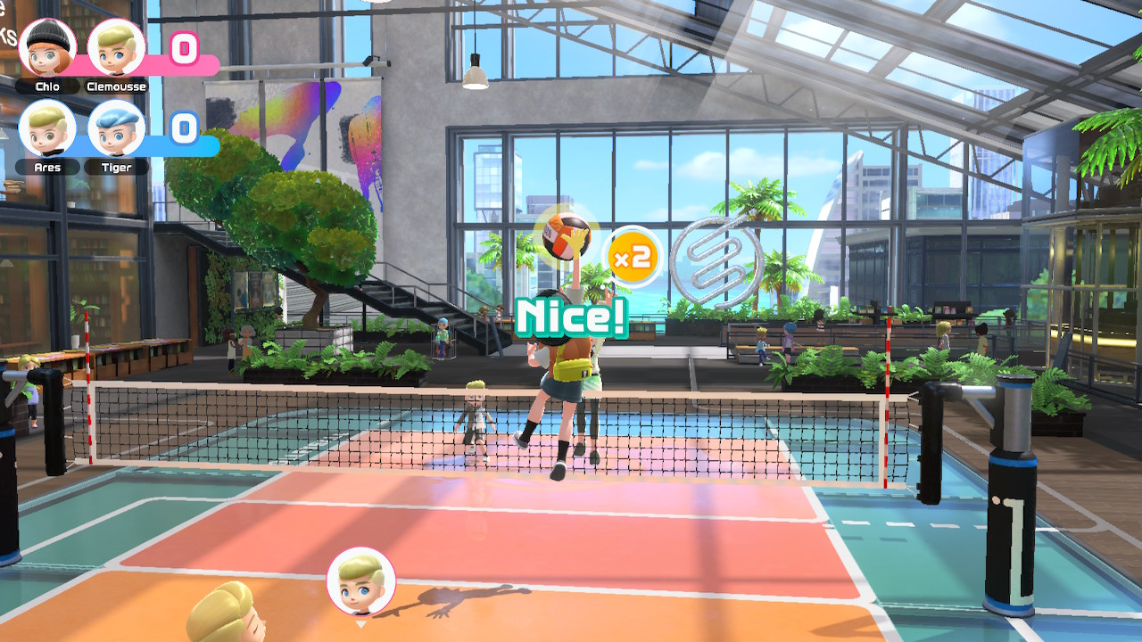 My character jumps to make a nice shot in volleyball.