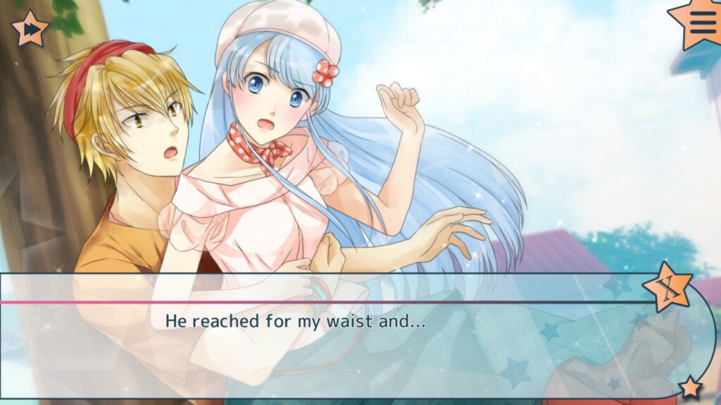 Lilia is pictured falling and being grabbed around the waist by Ronan
