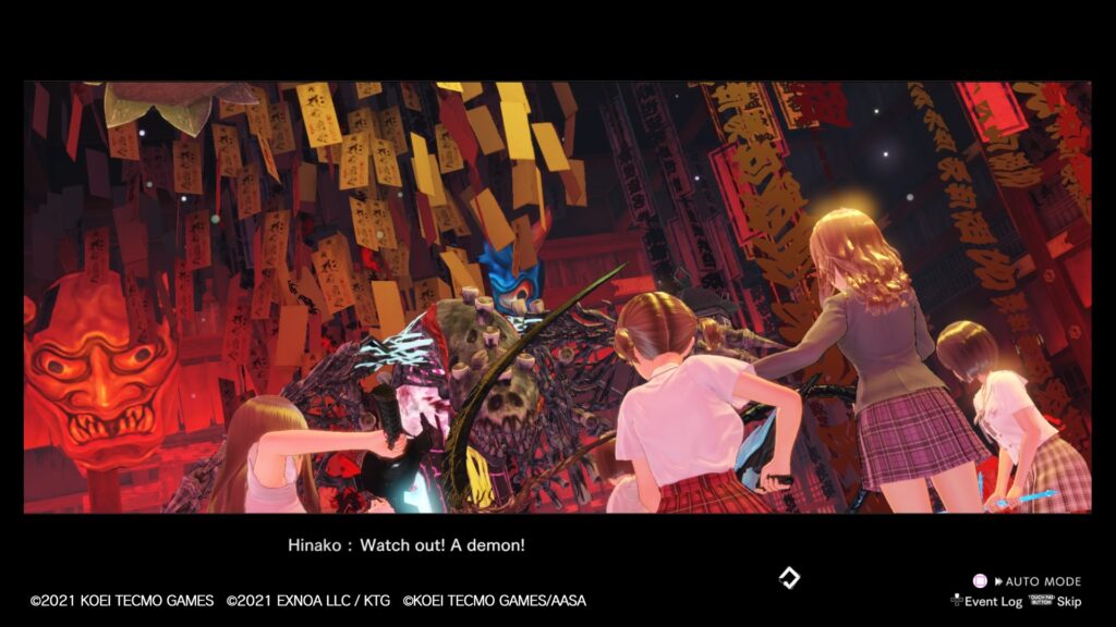 Four girls fight a massive skeleton dragon