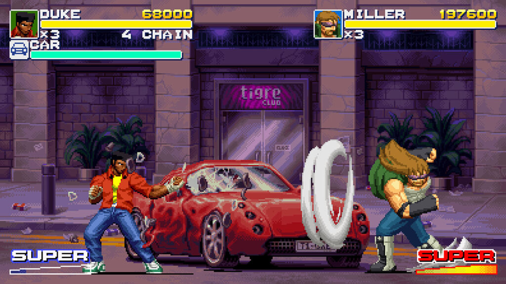 Final Vendetta - two players attempt to destroy a car during a bonus mini game
