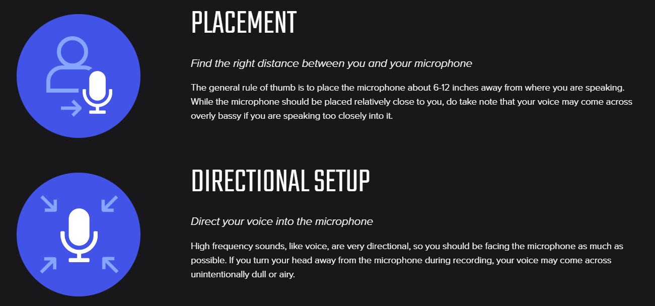 A description of how placement and directional setup can get you the best quality