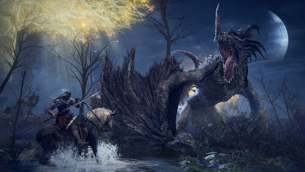 Elden Ring - Xbox Series X Review - Tarnished character fighting Dragon
