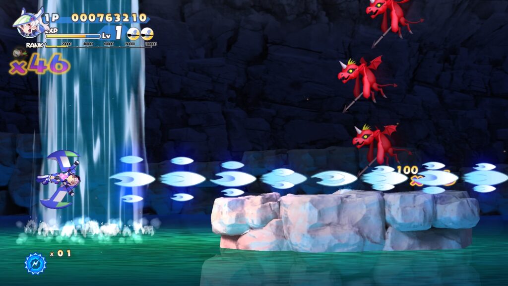 Shooting bullets towards demons