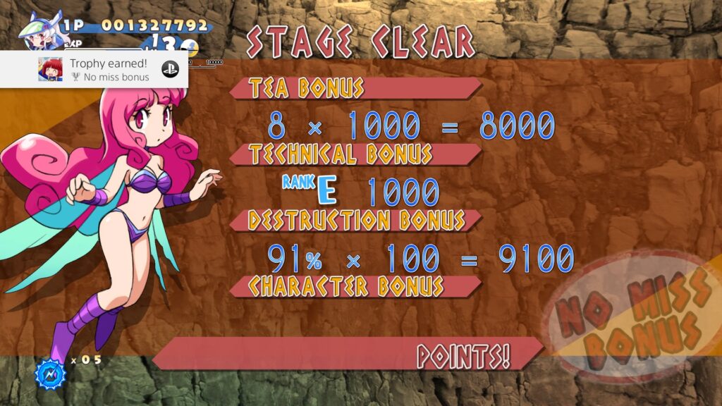 Earning a low score without taking damage