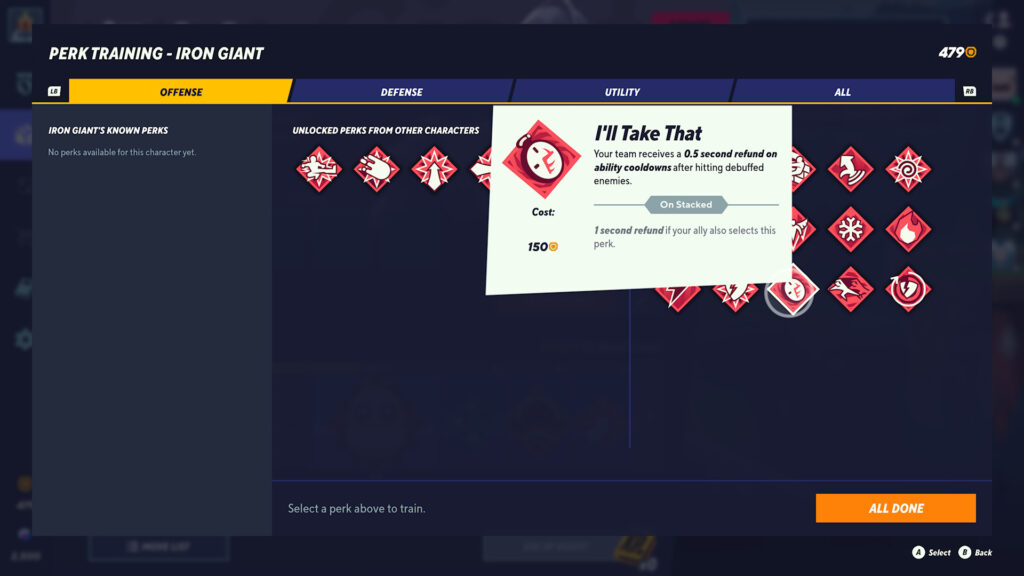 Shop showing different upgrades that I could purchase