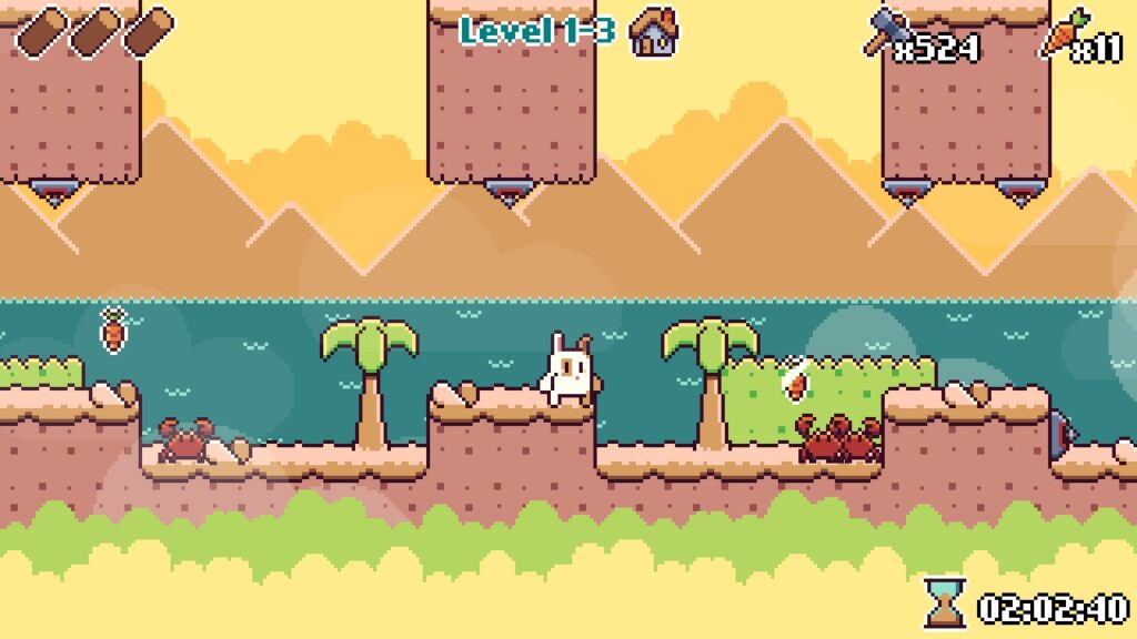 A summery level with palm trees, and the seaside.