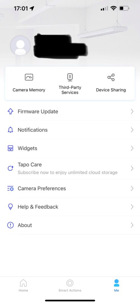 Tapo Smart Devices App Settings