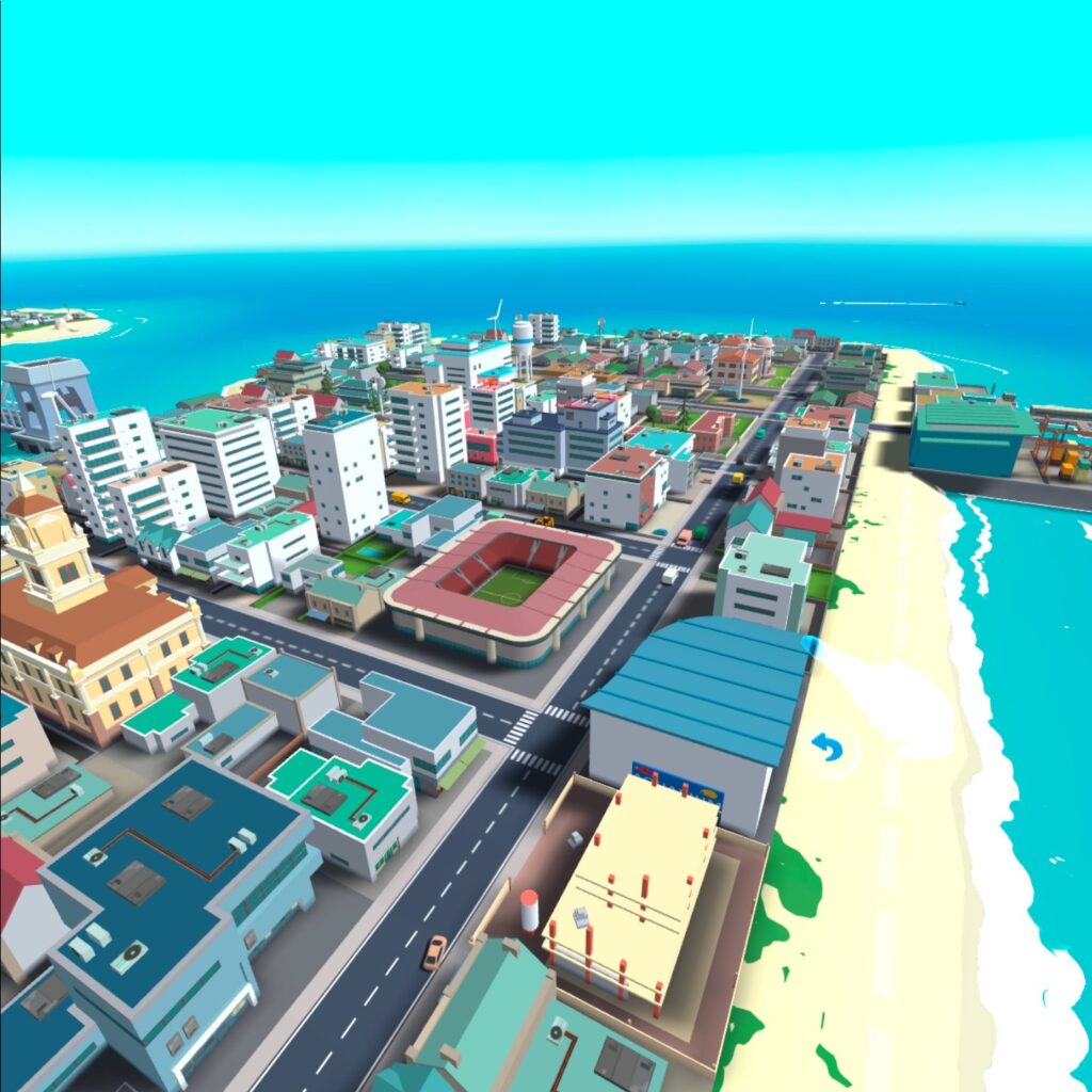 A view from afar of a larger city