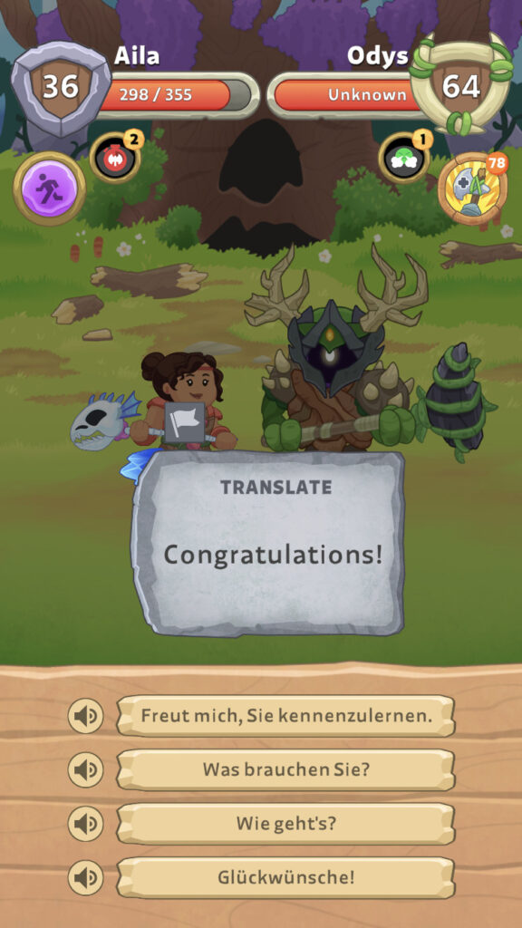 German multiple choice exercise with listening option