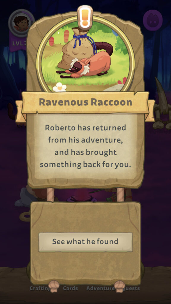 Roberto the raccoon returns with loot