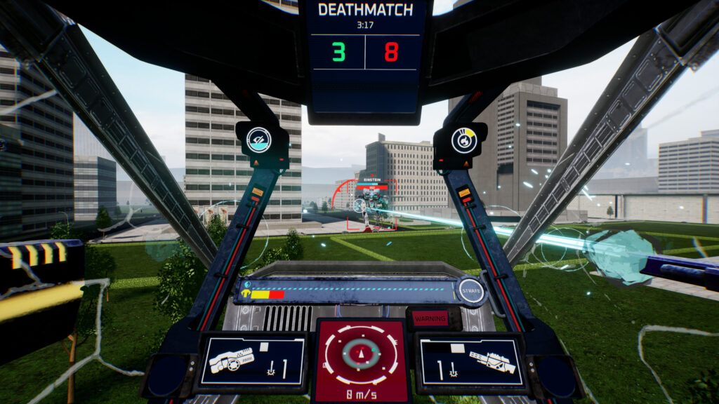 A view from inside the cockpit of your mech.