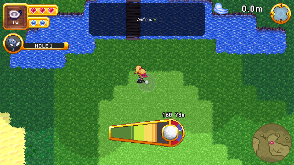 Aerin lines up a golfing shot